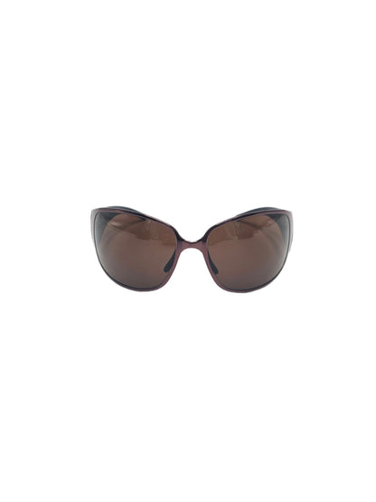 Fendi Brown Metallic FS344 Shield Wrap Women Sunglasses