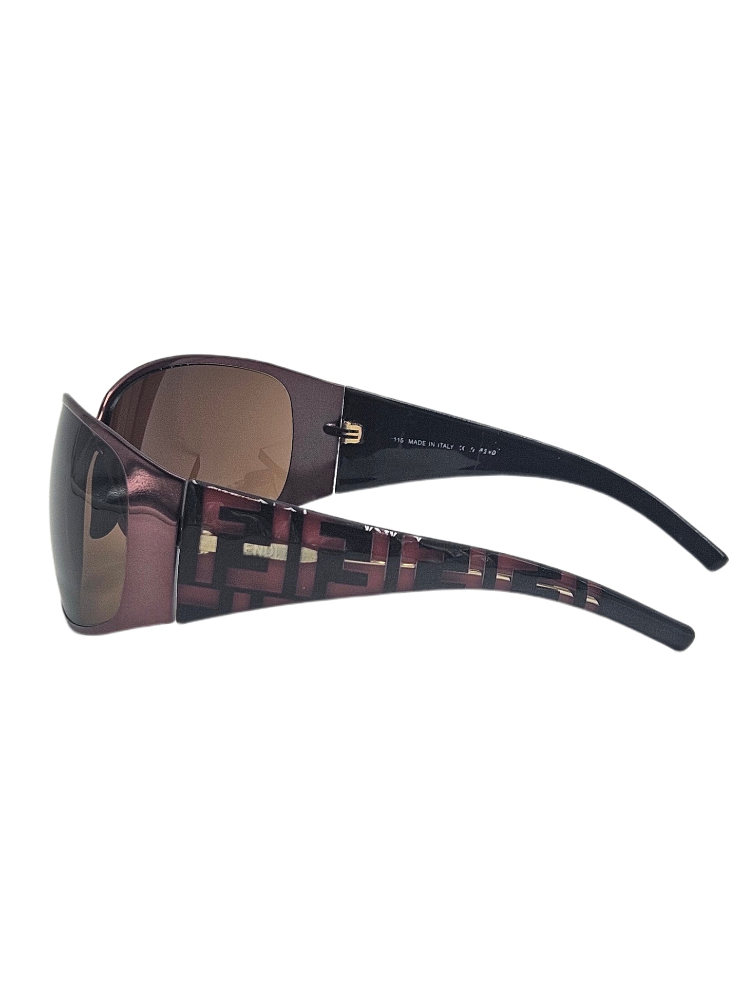 Fendi Brown Metallic FS344 Shield Wrap Women Sunglasses