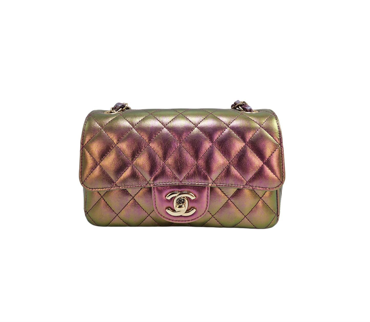 Chanel Mini Rectangular Iridescent Quilted Lambskin Leather Flap Bag