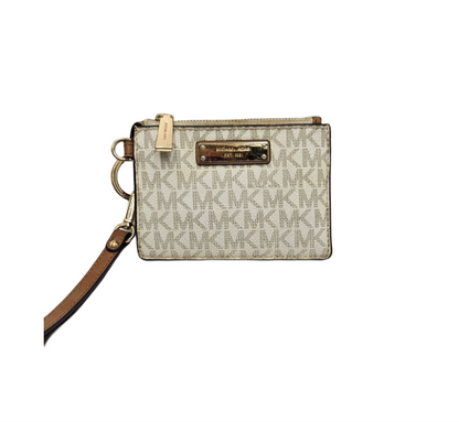 Michael Kors  Signature Coated Canvas and Leather Zip Card Holder