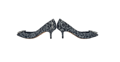 Dolce & Gabbana Grey Lace Bellucci Pointed Toe Size EU 39