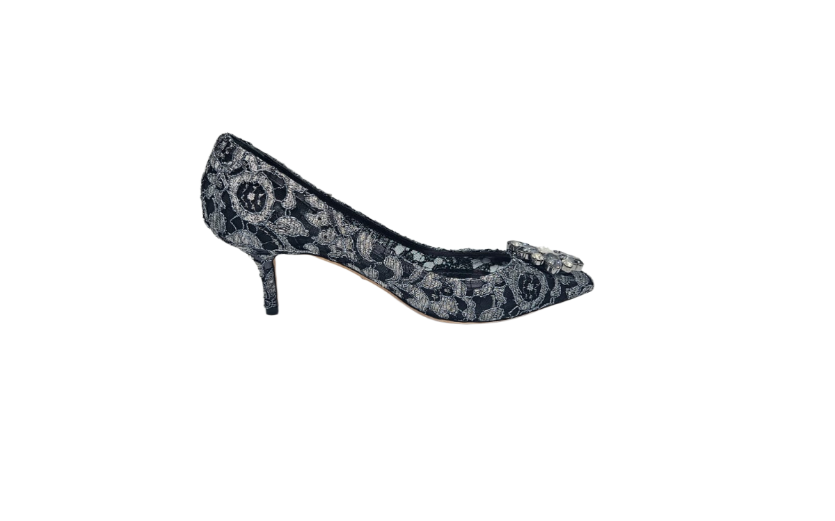 Dolce & Gabbana Grey Lace Bellucci Pointed Toe Size EU 39