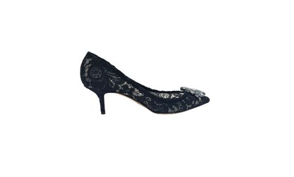 Dolce & Gabbana Navy Lace Bellucci Pointed Toe Size EU 39