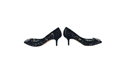 Dolce & Gabbana Navy Lace Bellucci Pointed Toe Size EU 39