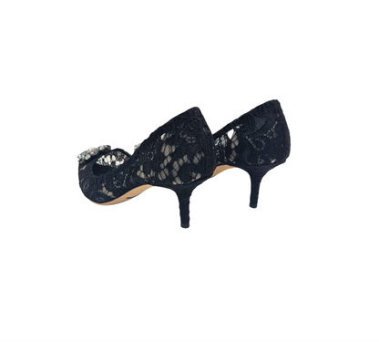 Dolce & Gabbana Navy Lace Bellucci Pointed Toe Size EU 39