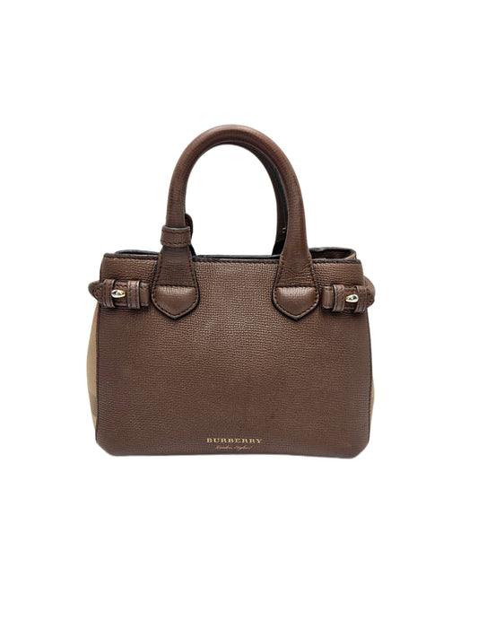 Burberry Derby Calfskin House Check Small Banner Tote