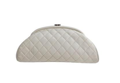 Chanel White Caviar Leather Timeless Clutch