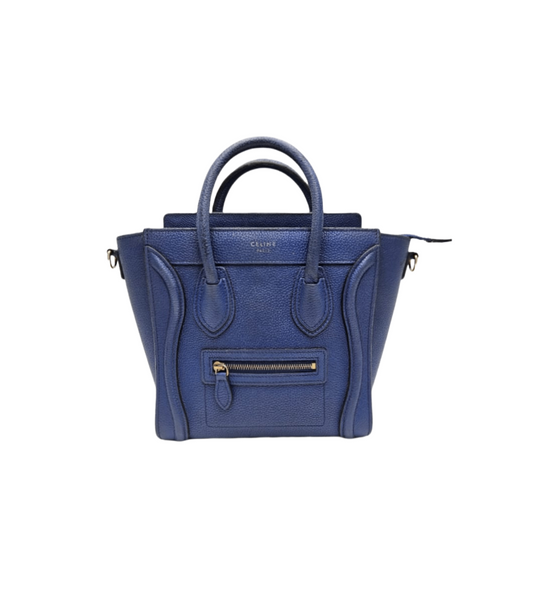 Celine Blue Leather Mini Luggage Tote