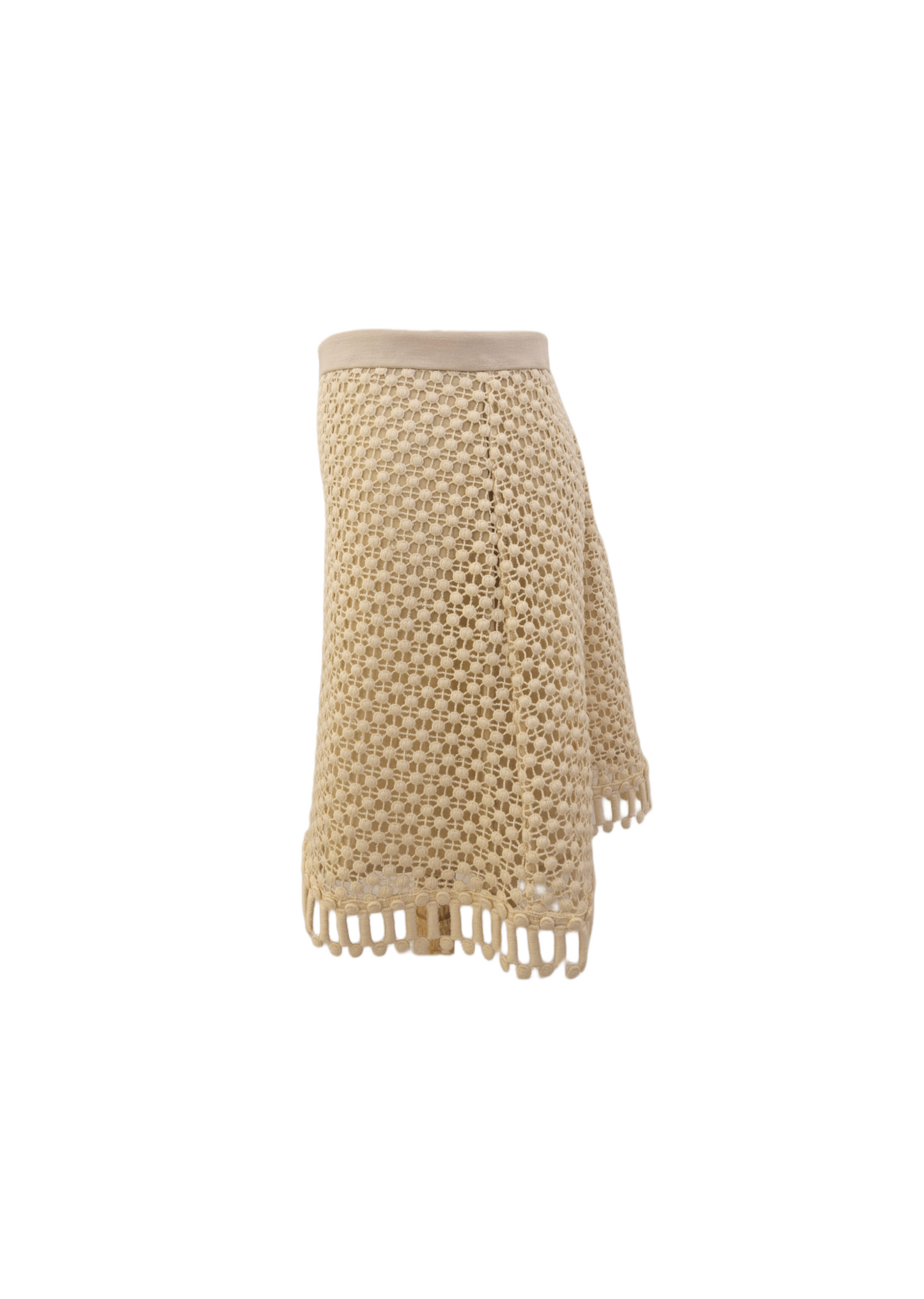 Chloe White Crochet Knit Mini Skirt Size EU 40