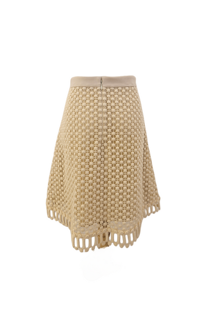 Chloe White Crochet Knit Mini Skirt Size EU 40