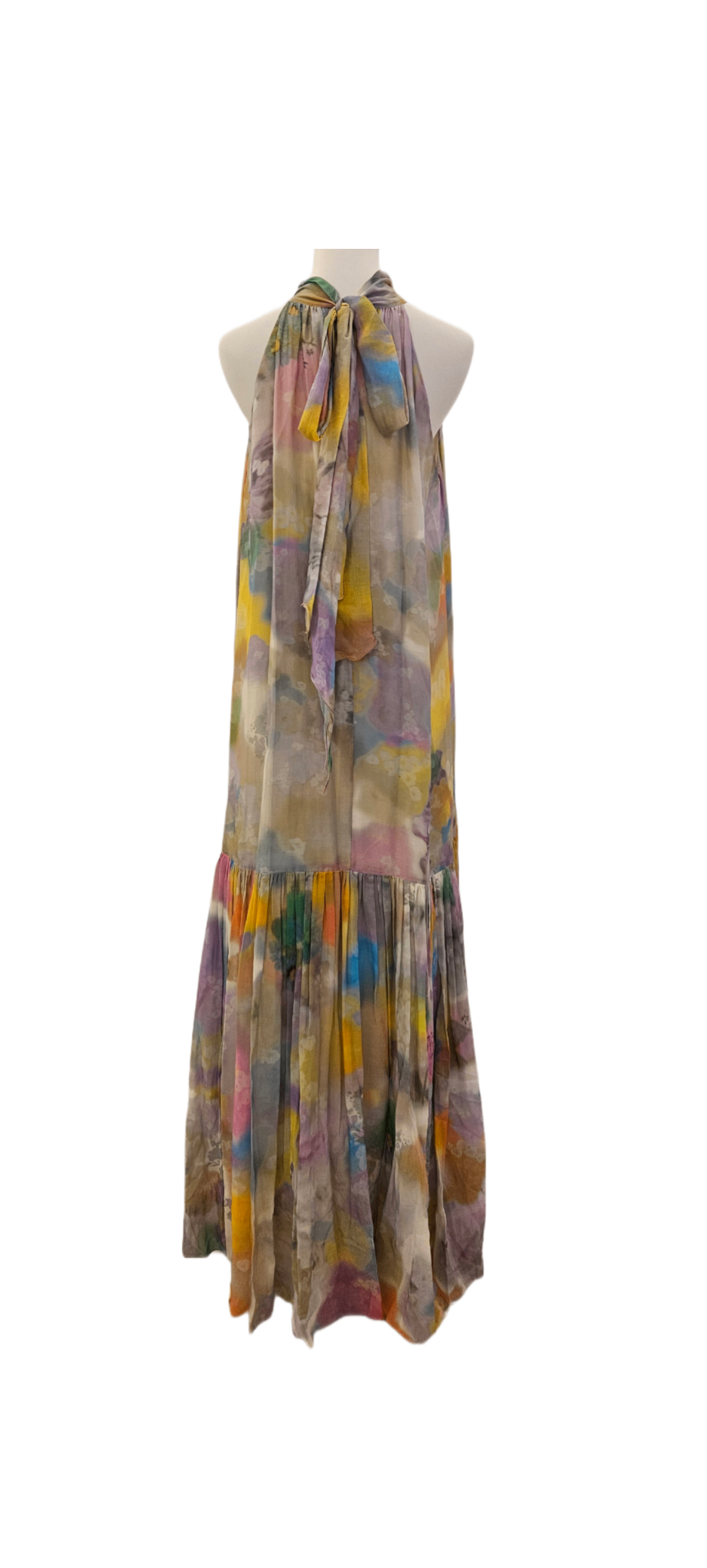 Erdem Multicolor Print Sleeveless Pleated Long Dress