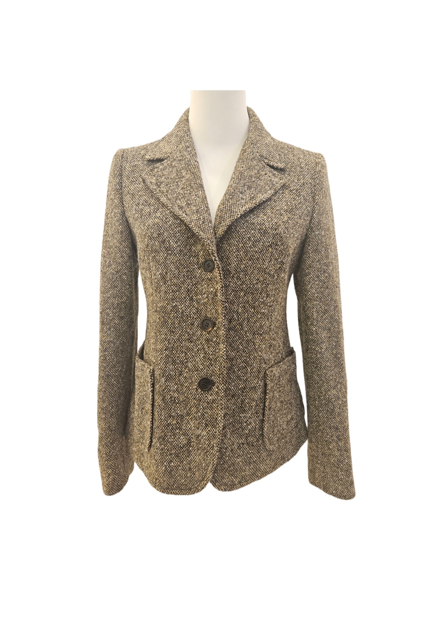 Miu Miu Grey Button Tweed Blazer Size EU 42