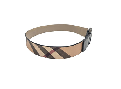 Burberry Beige/Black Nova Check PVC and Leather Belt 75CM