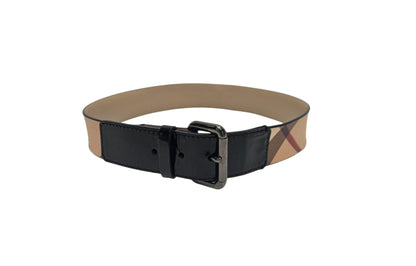 Burberry Beige/Black Nova Check PVC and Leather Belt 75CM