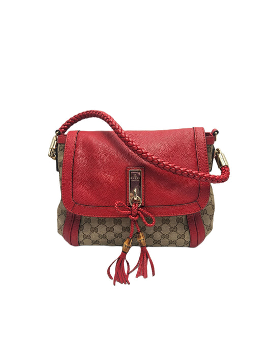 Gucci Canvas And Leather Flap Bella Shoulder Bag