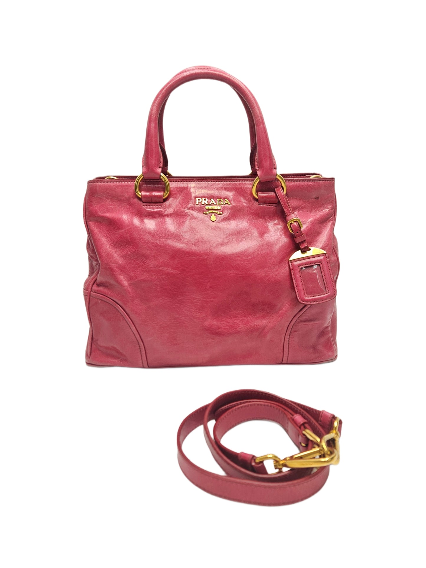 Prada Vitello Shine Leather Shopper Tote