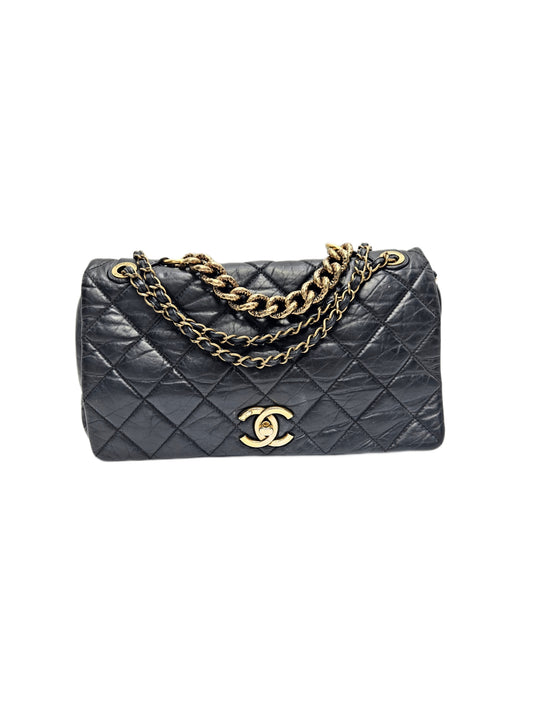 Chanel Black Quilted Calfskin Medium Pondicherry Flap Bag