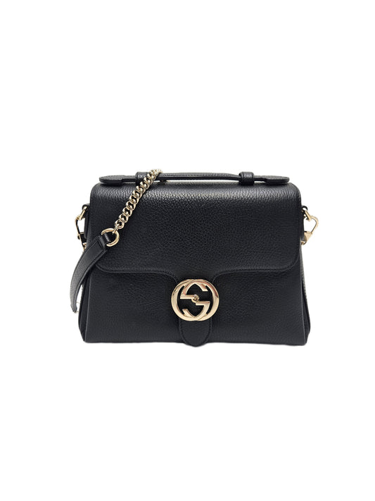 Gucci Black Small Dollar Calf Interlocking G Satchel