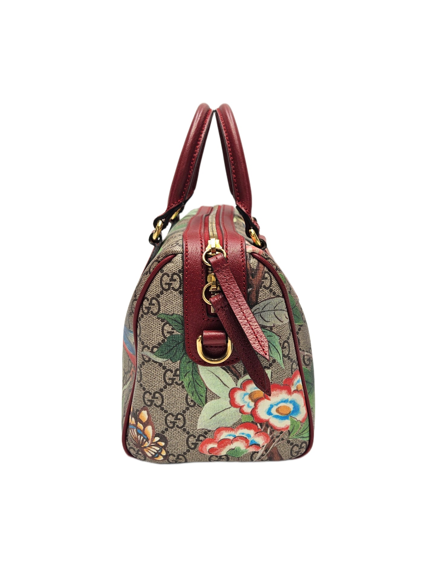 Gucci Multicolor GG Blooms Supreme Canvas and Leather Boston Bag