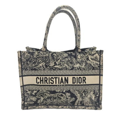 Dior Navy Toile De Jouy Embroidery Canvas Medium Book Tote