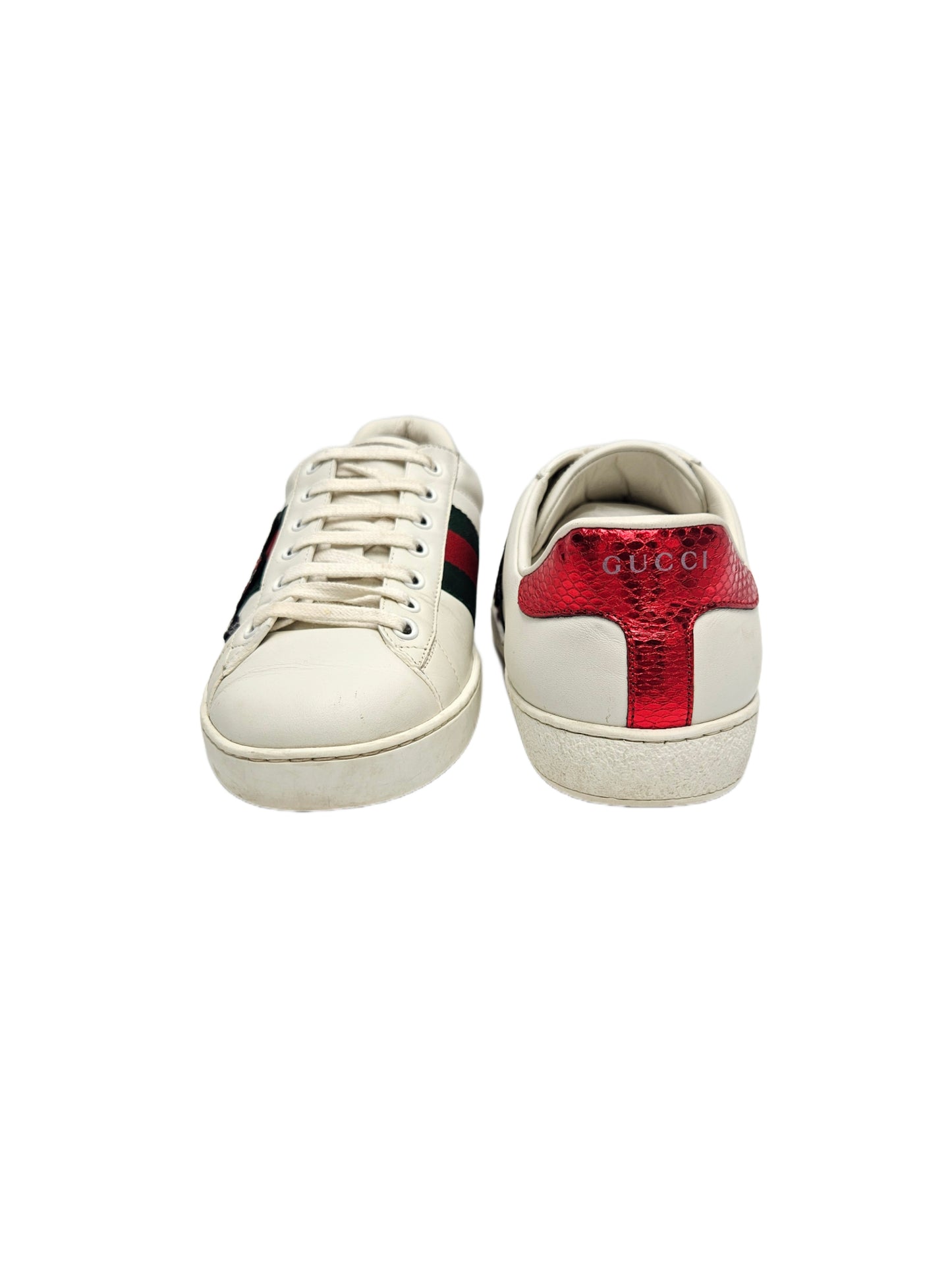 Gucci White Leather Web Ace Sneakers Size 40 EU