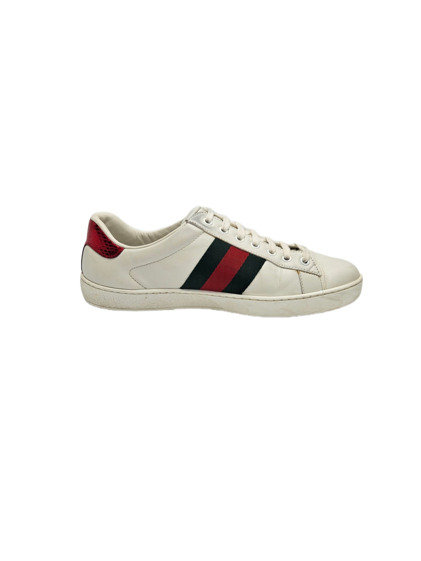 Gucci White Leather Web Ace Sneakers Size 40 EU