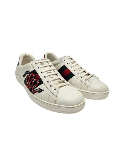 Gucci White Leather Web Ace Sneakers Size 40 EU