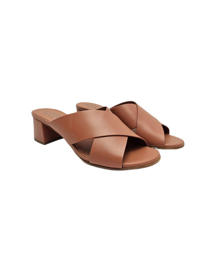 Tods Criss Cross Mules Sandal Mid Heel 38 EU