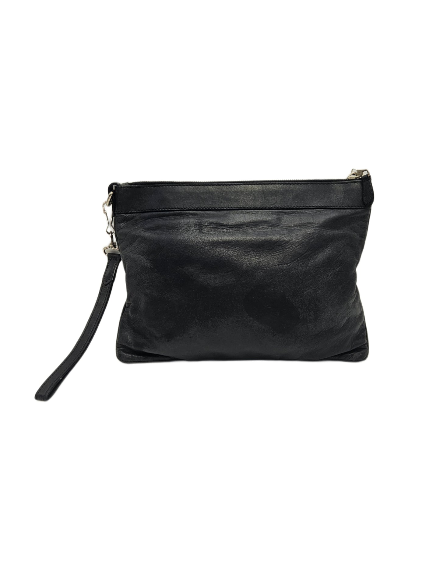 Balenciaga Black Leather GSH Flat Clutch