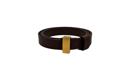 Fendi Dark Brown Textured Leather FF Logo Buckle Belt 120 CM