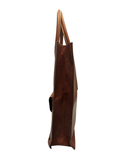 Celine Light Brown Leather Front Flap Tote