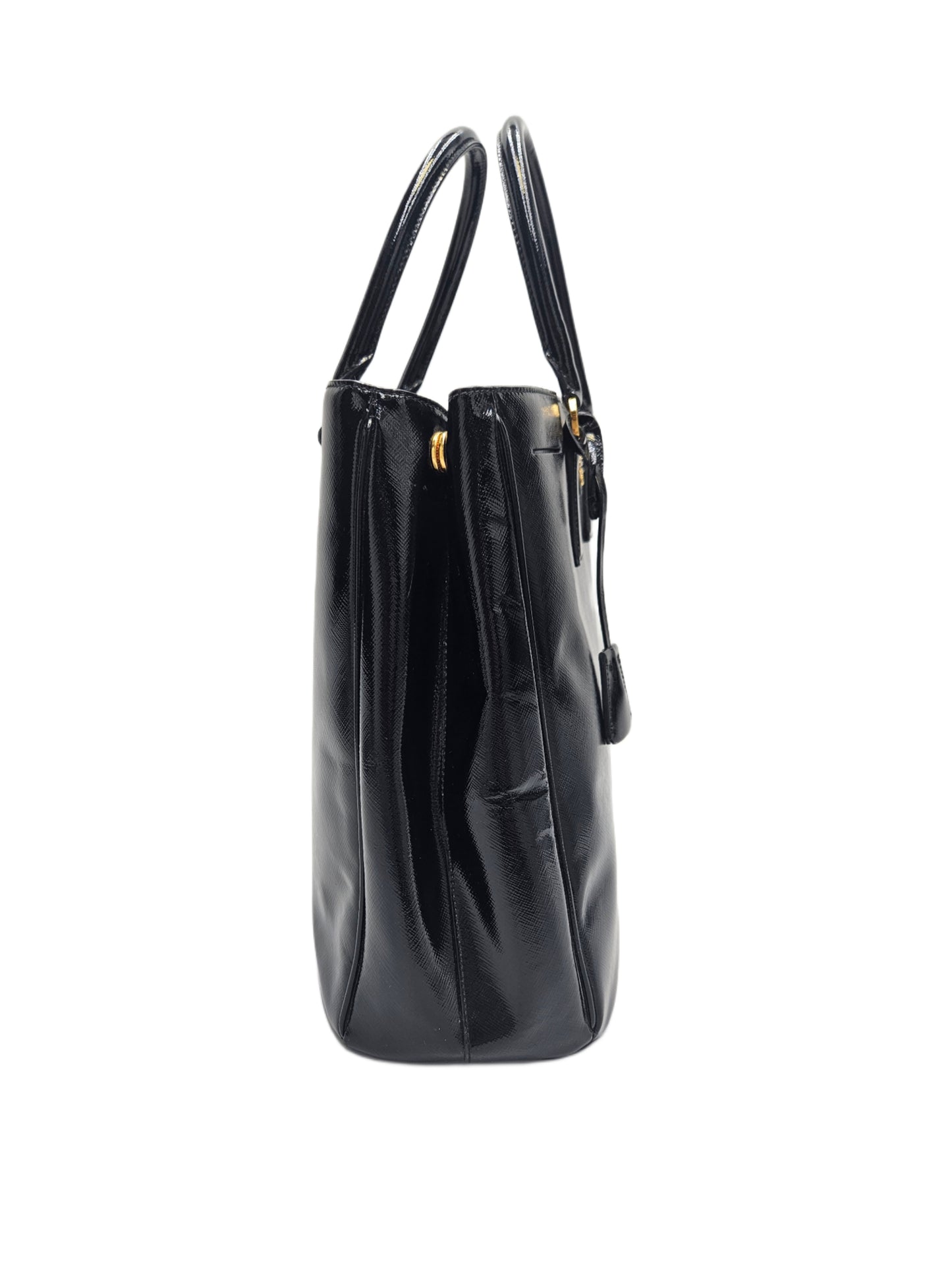 Prada Black Saffiano Patent Leather Large Gardener's Tote