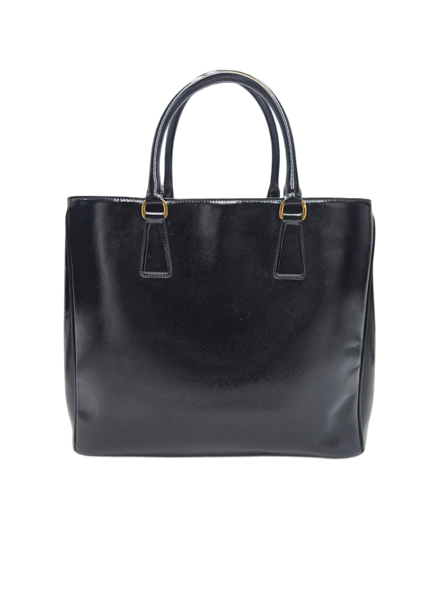 Prada Black Saffiano Patent Leather Large Gardener's Tote