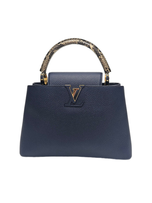 Louis Vuitton Blue Taurillon Leather and Python Capucines MM bag