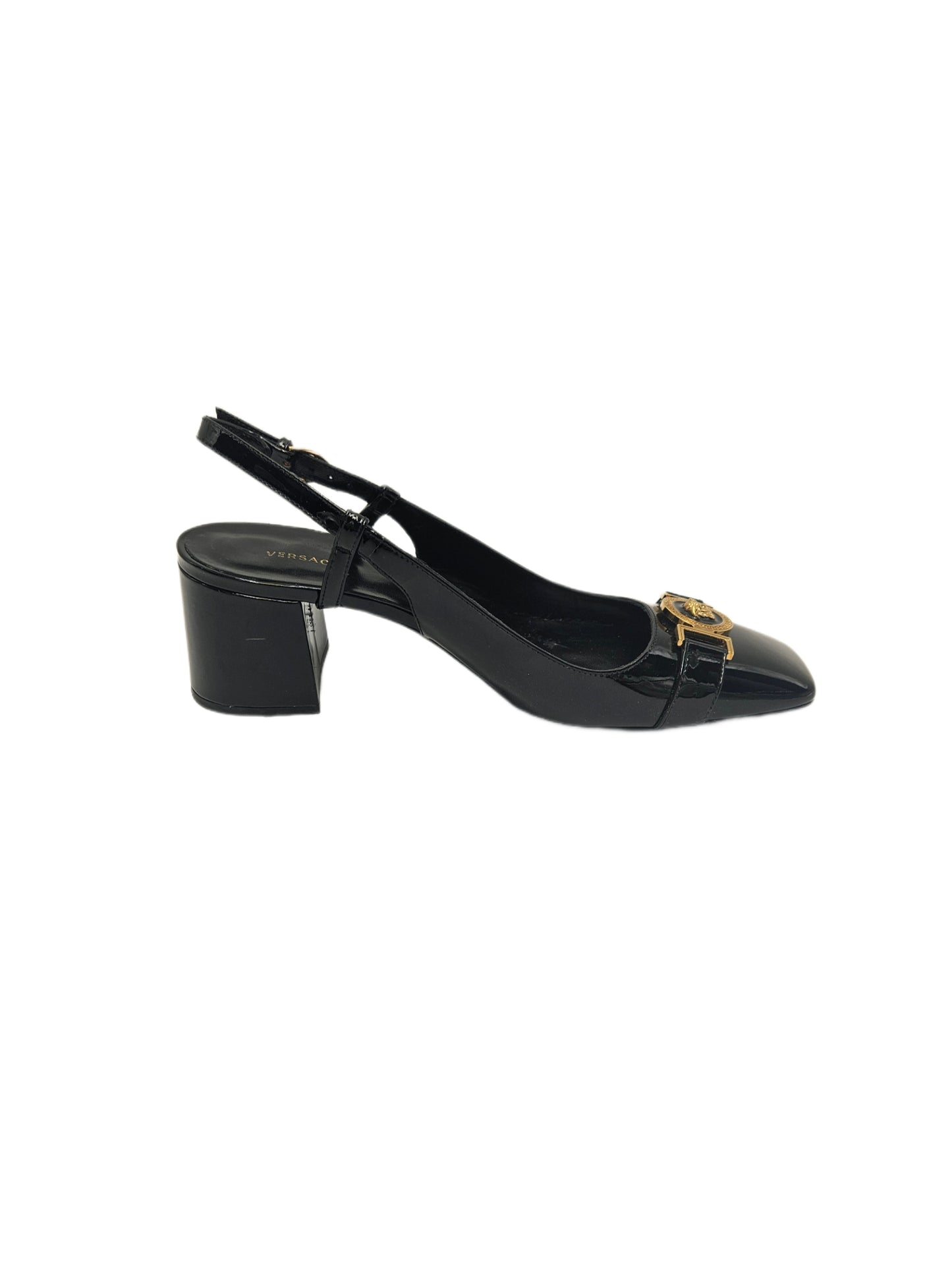 Versace Black Patent Leather Slingback Pumps 40 EU