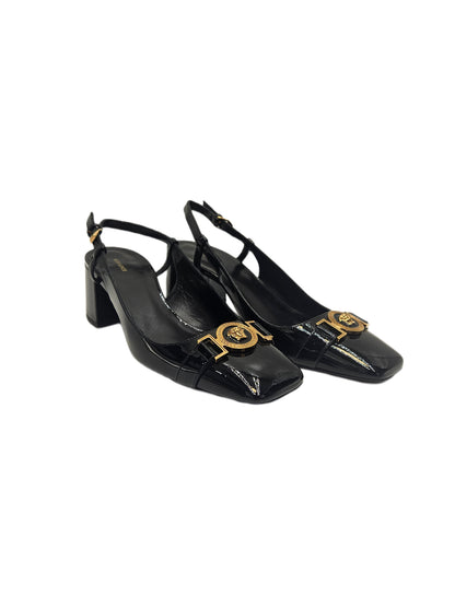 Versace Black Patent Leather Slingback Pumps 40 EU