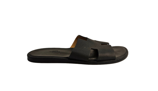 Hermes Black Epsom Leather Izmir Sandal Size EU 42.5