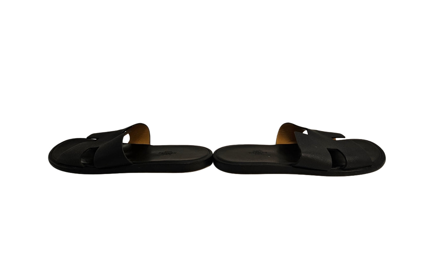 Hermes Black Epsom Leather Izmir Sandal Size EU 42.5