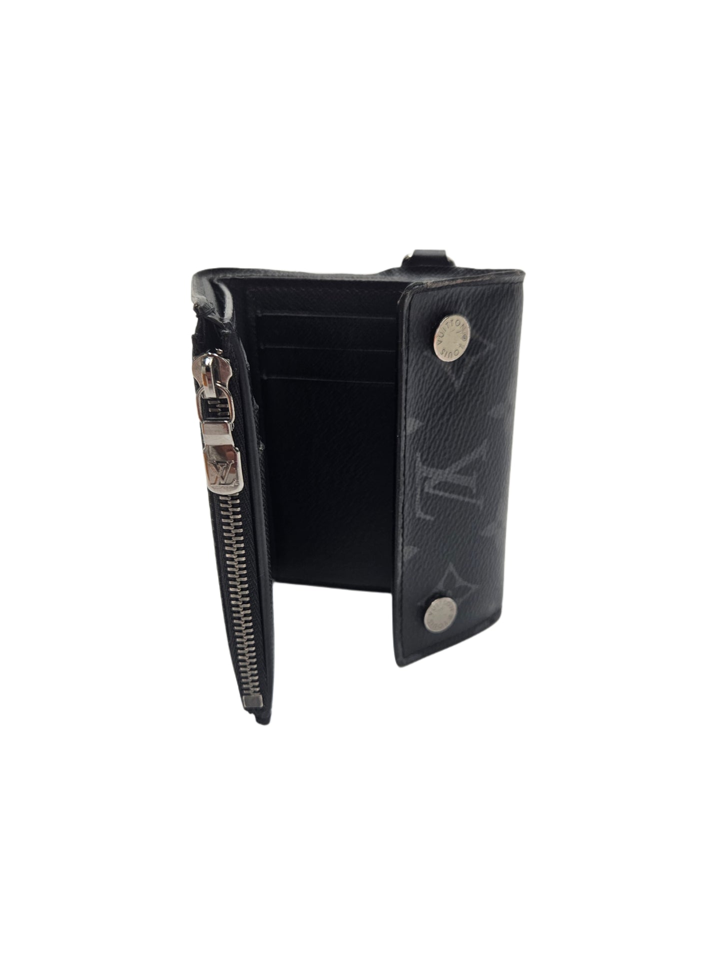 Louis Vuitton Monogram Eclipse Discovery Tri-Fold Compact Wallet