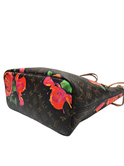 Louis Vuitton Brown Monogram Roses Neverfull MM