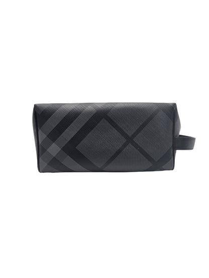 Burberry Charcoal Black London Check Coated Canvas Toiletry Pouch