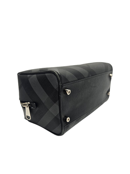 Burberry Charcoal Black London Check Coated Canvas Toiletry Pouch