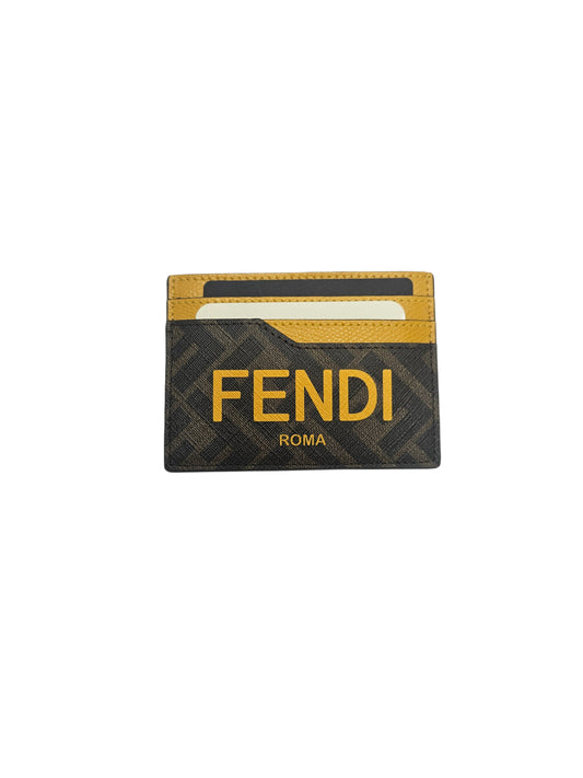 Fendi Zucca Pattern with Logo Print Fendi Men's Leather Card Holder