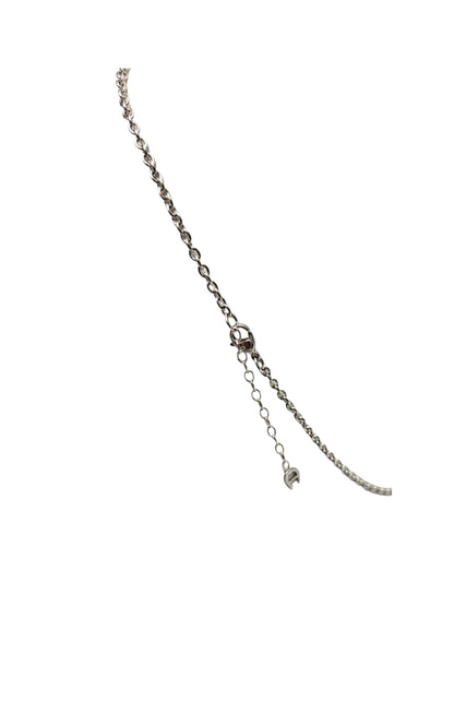 Aigner Crystal Studded Logo Rhodium Plated Necklace