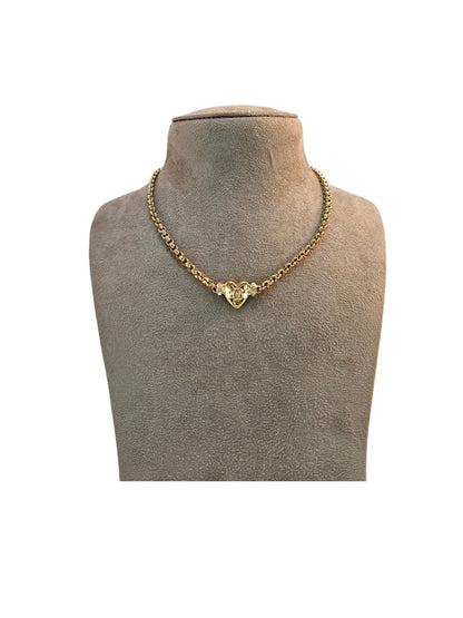 Chanel Metal Strass  Gold Heart  Chocker