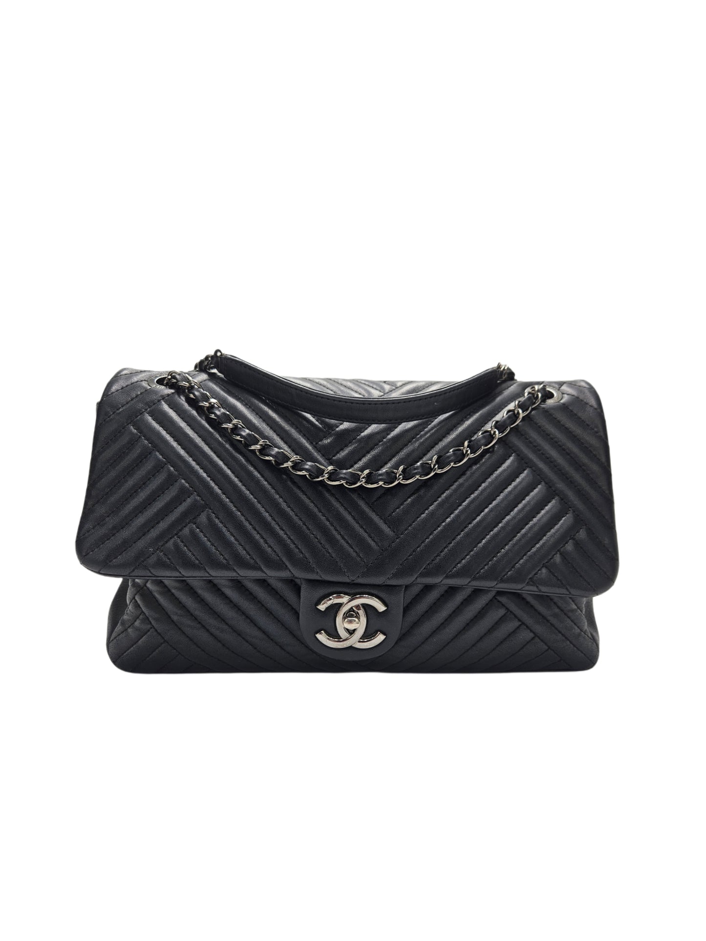 Chanel Lambskin Maxi Chevron Large Quilted Large Crossbody