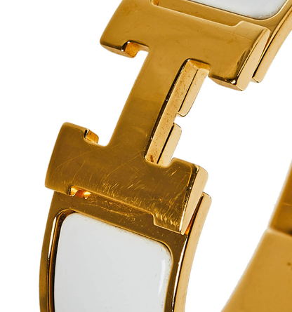 Hermes Clic H Enamel Gold Plated Narrow Bracelet