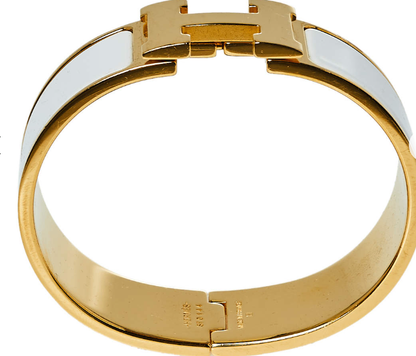 Hermes Clic H Enamel Gold Plated Narrow Bracelet