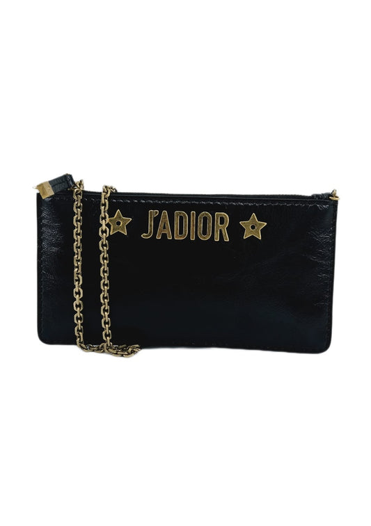 Christian Dior Black Leather J'Adior Chain Pouch