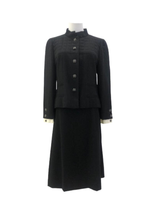 Chanel Quilted  with Camellia Buttons Blazer & Skirt Suit